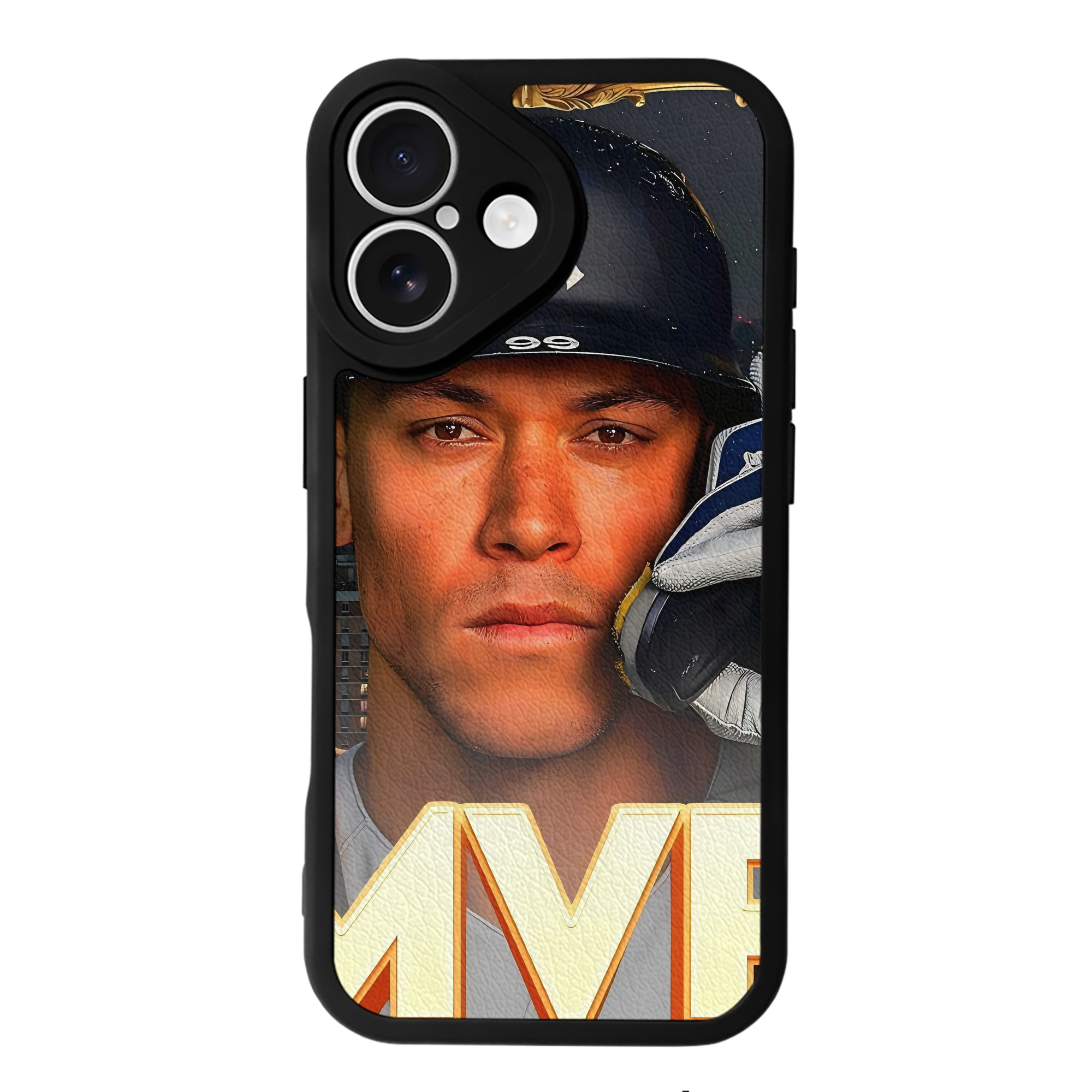 Aaron Judge MVP IPhone 16 Silicone Leather Case – UV Print, Lambskin Texture – Perfect Fit, Wireless Charging Compatible, Scratch Resistant, Precise Cutouts – Stylish Protection For IPhone 16